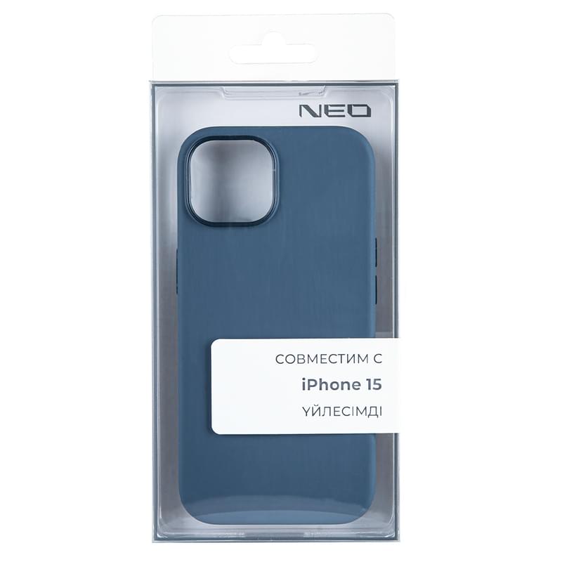 Чехол для iPhone 15, NEO Liquid Silicone Case with MagSafe, Navy Blue (LSCM-15NB) - фото #3, Technodom.kz