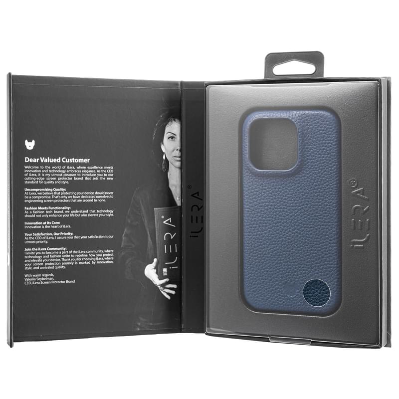 IPhone 15 Pro , үшін қаптама, iLera NAPA leather Case 1.0, Deep Blue (iLNAPA15Pdb) - фото #4, Technodom.kz
