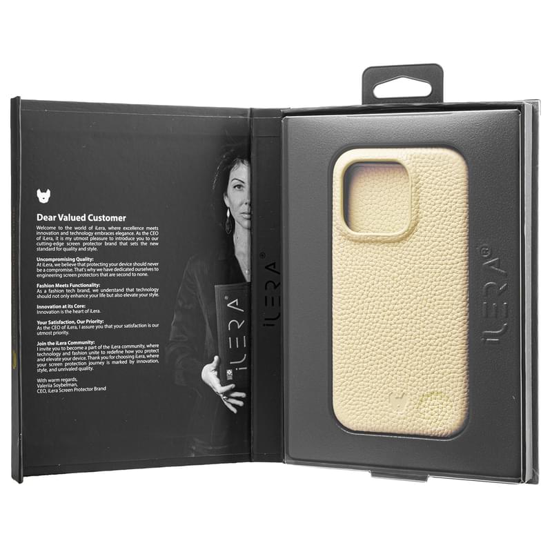 IPhone 15 Pro , үшін қаптама, iLera NAPA leather Case 1.0, Lady Beige (iLNAPA15Pld) - фото #4, Technodom.kz
