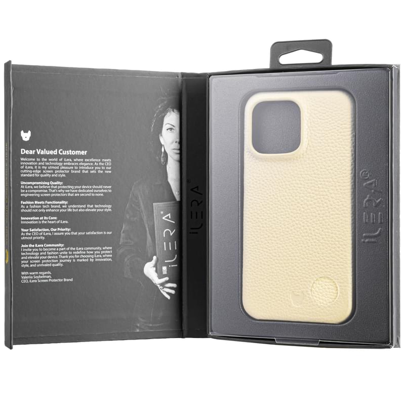 Чехол для  iPhone 15 Pro Max, iLera NAPA leather Case 1.0, Lady Beige (iLNAPA15PMld) - фото #4, Technodom.kz