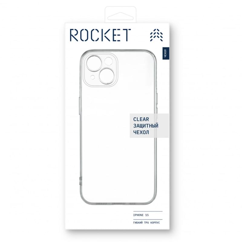 Чехол для iPhone 15, ROCKET, Clear silicon, TPU (RCS579TT61CL-I23) - фото #3, Technodom.kz