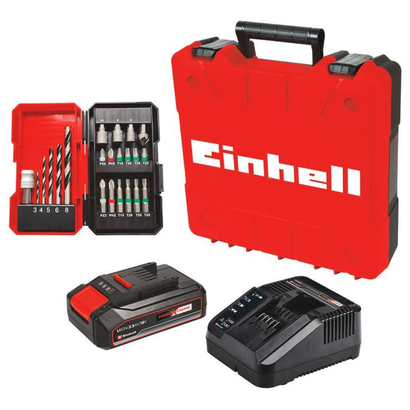 Einhell TE-CD 18/2 Li-i +22 бұрғы-бұрағышы , аккумуляторлы 1x2,5Ah АҚБ, соққыш,жиынтық (4514220) - фото #1, Technodom.kz