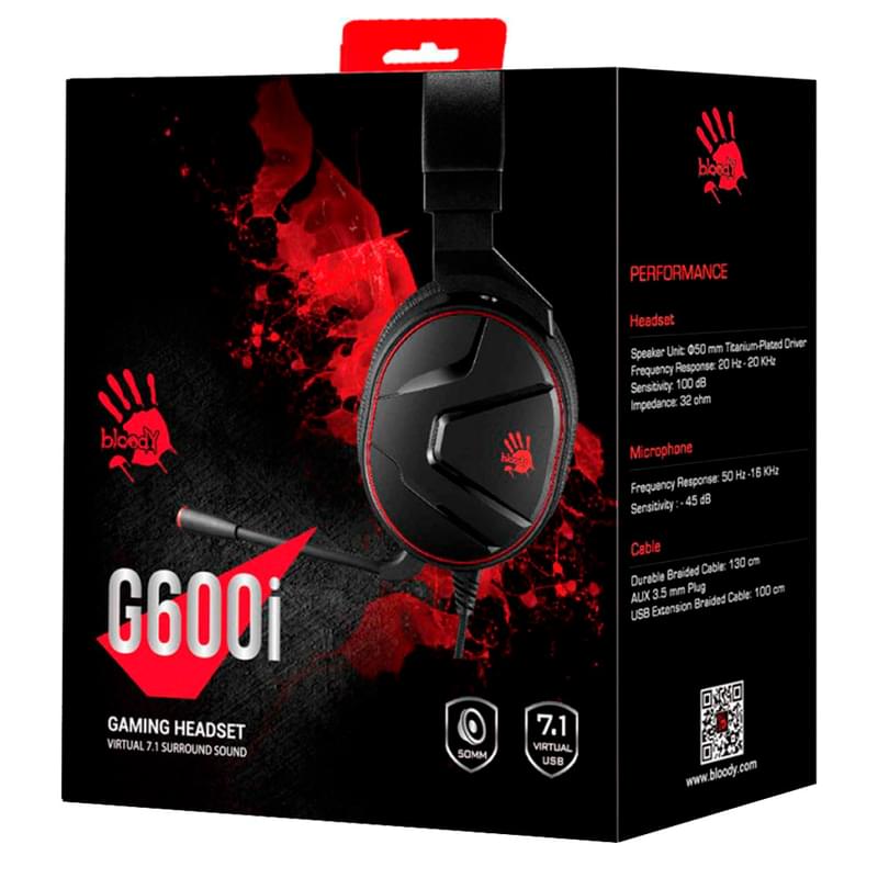 Игровая гарнитура Bloody G600i, Black (G600i) - фото #7, Technodom.kz