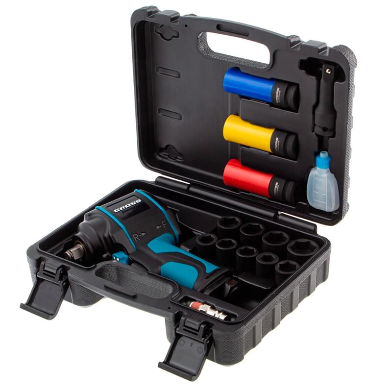 Пневматикалық соқпа Gross G985K2 сомын бұрағышы , 1/2", 610Нм, 9000 айн/мин, 17 құралдан тұратын жинақ. (57445M) - фото #13, Technodom.kz