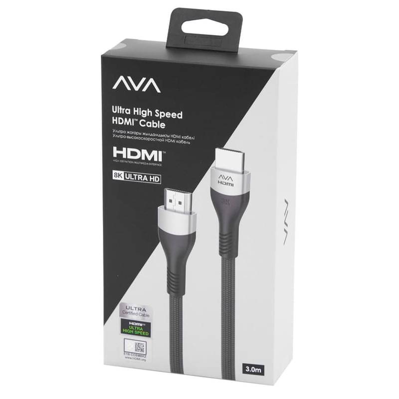 Кабель HDMI-HDMI AVA 3м 2.1 Plug 8K Black (AVA-PF331A-0300) - фото #2, Technodom.kz