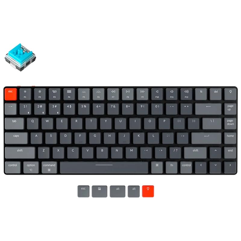 Игровая клавиатура беспроводная Keychron K3 84, RGB, Hot-Swap - Low Profile Opt. Blue, Black/White - фото #0, Technodom.kz