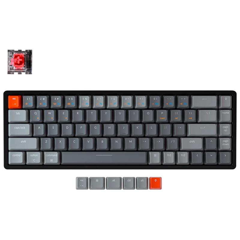 Игровая клавиатура беспроводная Keychron K6 68 Aluminum, RGB, Hot-Swap - Gateron Red, Black/White - фото #0, Technodom.kz