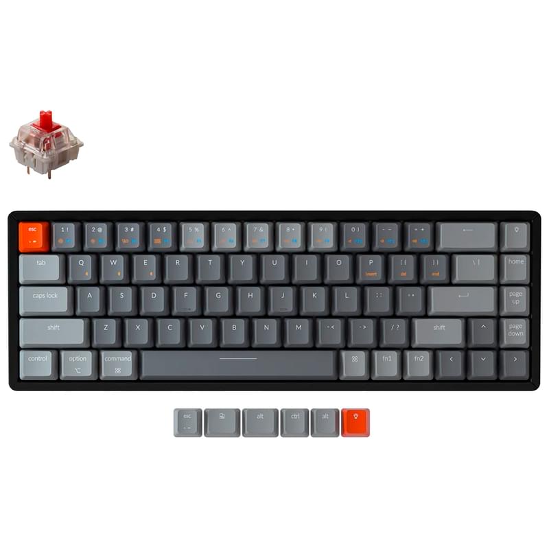 Игровая клавиатура беспроводная Keychron K6 68 Aluminum, RGB, Hot-Swap - Gateron Red, Black/White - фото #1, Technodom.kz