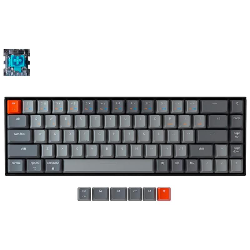 Игровая клавиатура беспроводная Keychron K6 68, RGB, Hot-Swap - Gateron Blue, Black/Gray - фото #0, Technodom.kz