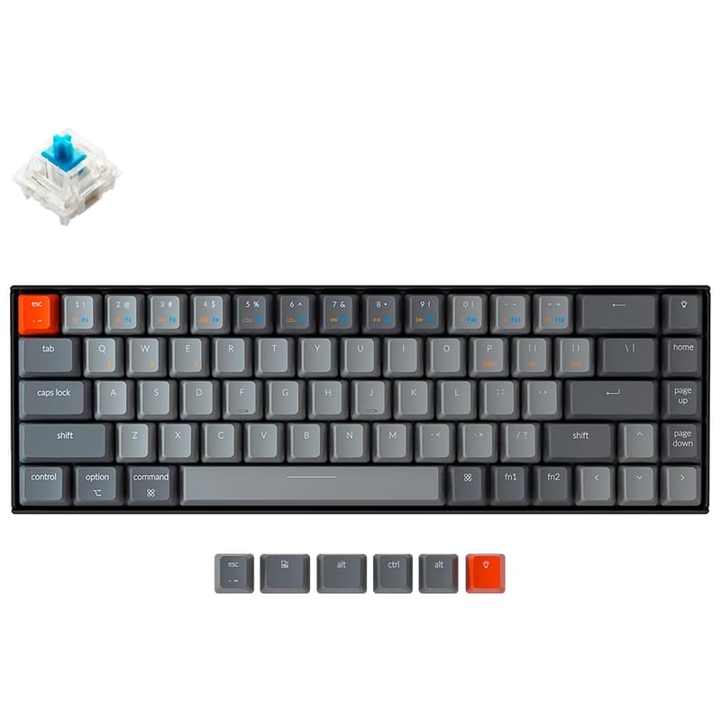 Игровая клавиатура беспроводная Keychron K6 68, RGB, Hot-Swap - Gateron Blue, Black/Gray - фото #1, Technodom.kz
