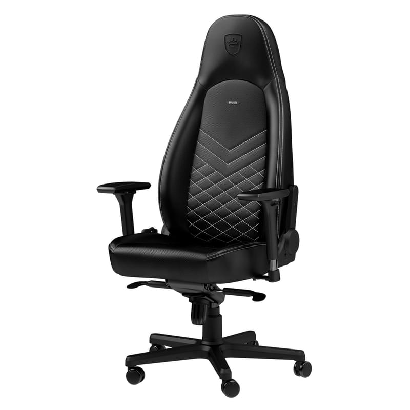Noblechairs Icon компьютерлік ойын креслосы, Black/Platinum white (NBL-ICN-PU-BPW) - фото #0, Technodom.kz