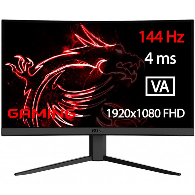 Игровой монитор 23.6" MSI Optix G24C4 1920x1080 16:9 VA 144ГЦ (2HDMI+DP) Curved Black - фото #0, Technodom.kz