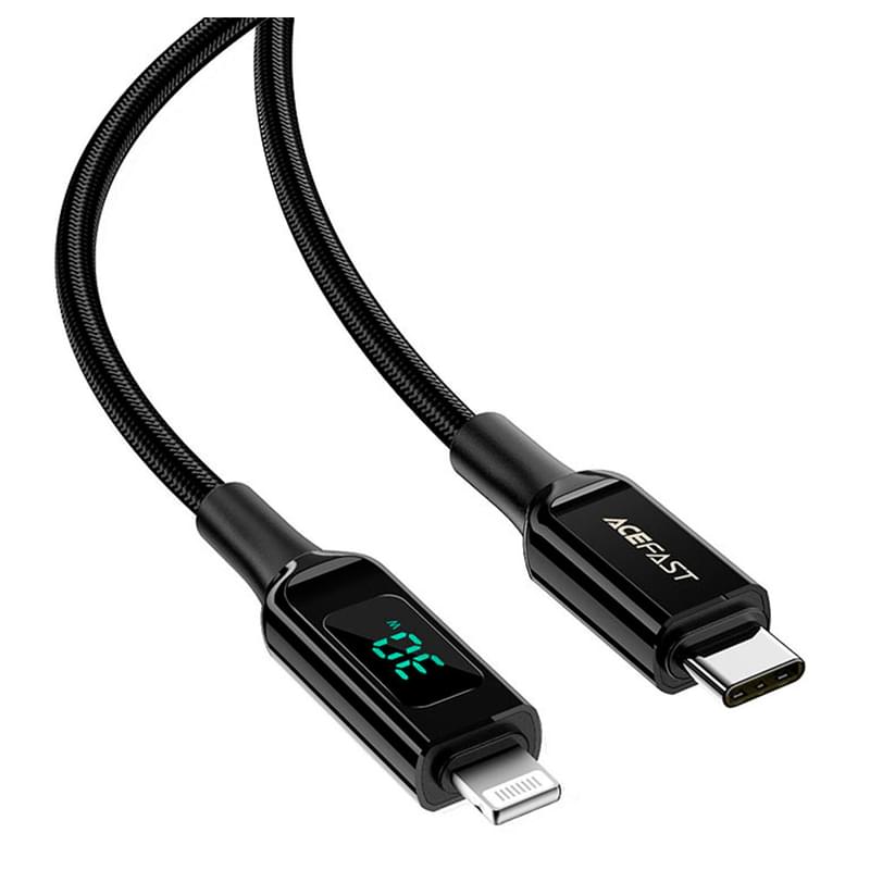 Зарядтау кабелі  ACEFAST, USB-C to Lightning, display, мырышпен, өрілген, black (C6-01 - ACEFAST) - фото #1, Technodom.kz
