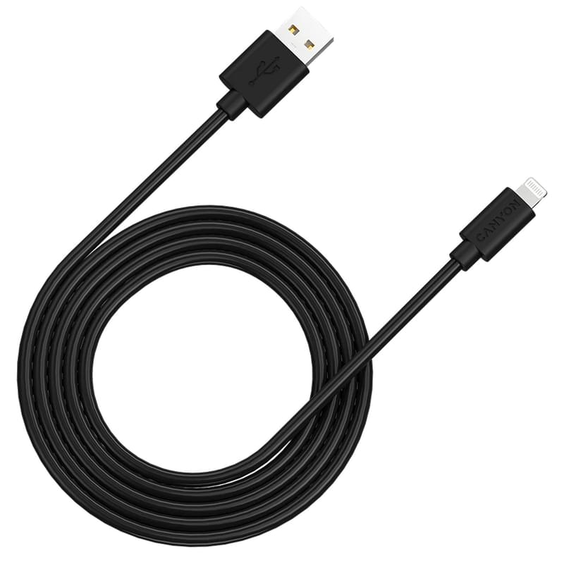 Canyon кабелі MFI-12 Lightning - USB 2м Black (CNS-MFIC12B) - фото #0, Technodom.kz