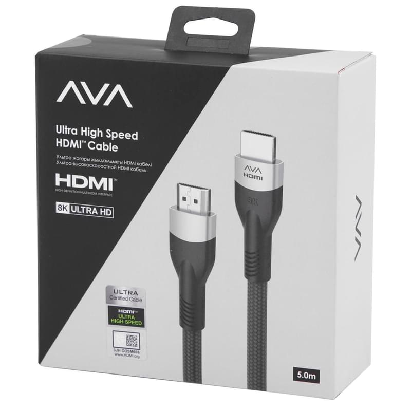 Кабель HDMI-HDMI AVA 5м 2.1 Plug 8K Black (AVA-PF331A-0500) - фото #2, Technodom.kz