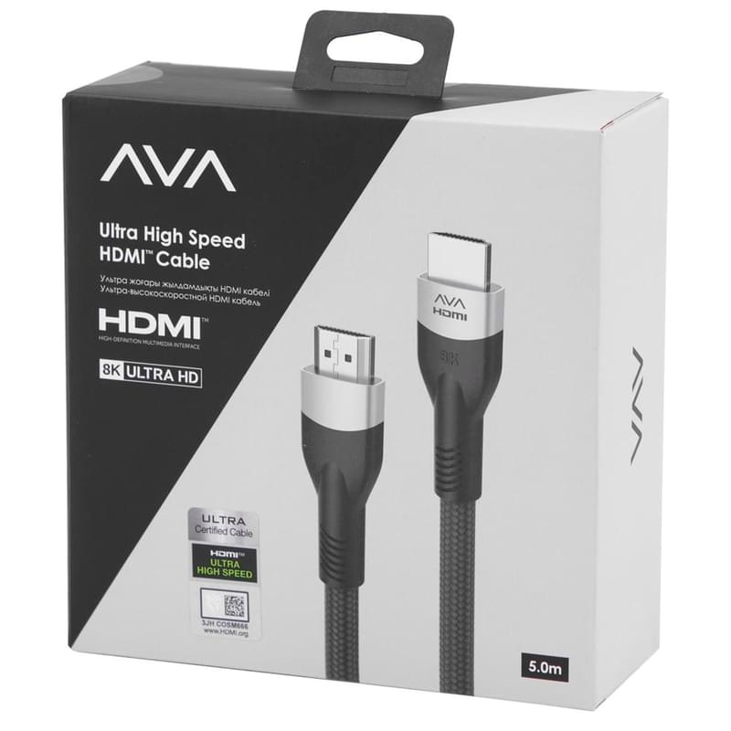 HDMI-HDMI AVA кабелі 5м 2.1 Plug 8K Black (AVA-PF331A-0500) - фото #2, Technodom.kz