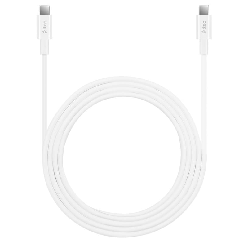 Ttec кабелі Type-C - Type-C  65W Fast Charge Cable, White,200cm (2DK45B) - фото #1, Technodom.kz