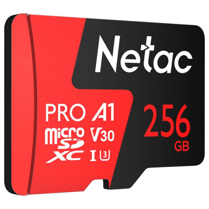Карта памяти MicroSD 256GB Netac P500 Extreme Pro 100MB/s Class 10, + SD Adapter - фото #1, Technodom.kz