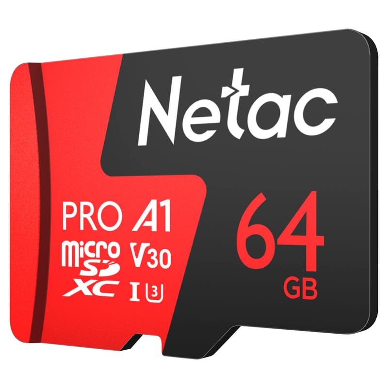 Карта памяти MicroSD 64GB Netac P500 Extreme Pro 100MB/s Class 10, + SD Adapter - фото #2, Technodom.kz