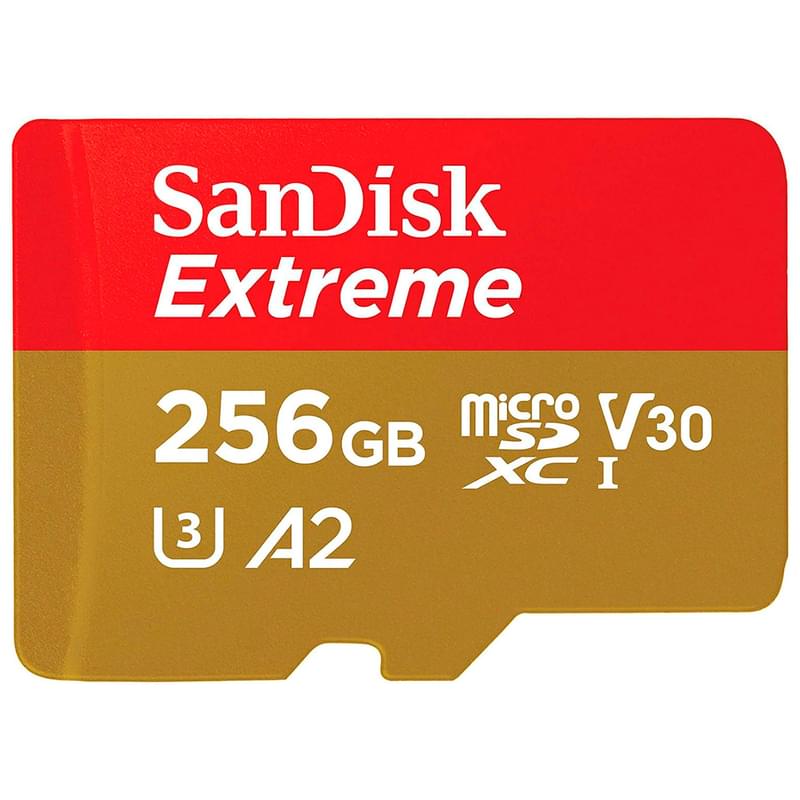 Карта памяти SanDisk Extreme microSDXC 256 ГБ Class 10, V30, A2, U3 (SDSQXA1-256G-GN6MN) - фото #1, Technodom.kz