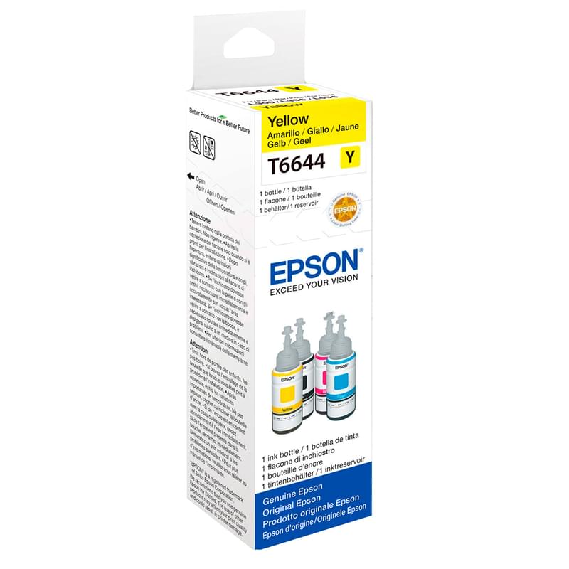Epson Картриджі T6644 Yellow (L100/110/120/132/200/210/222/300/350/355/366/550/555/1300 арналған) ҮСБЖ - фото #0, Technodom.kz