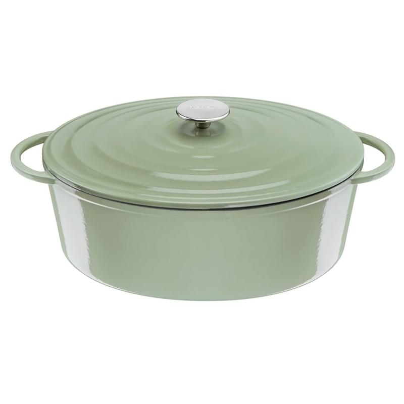 Кастрюля овальная с крышкой 34см зеленая Lov (чугун) Tefal E2580604 - фото #0, Technodom.kz