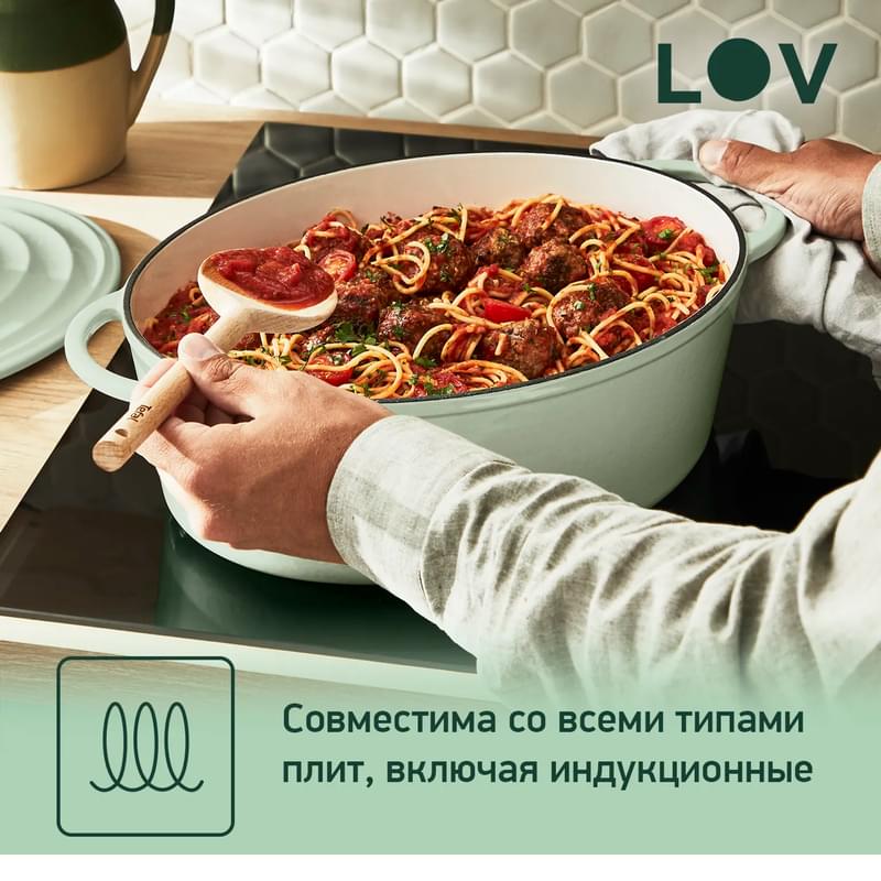 Lov (шойын) Tefal E2580604 қақпағы бар сопақ кәстрөлі 34см жасыл - фото #6, Technodom.kz