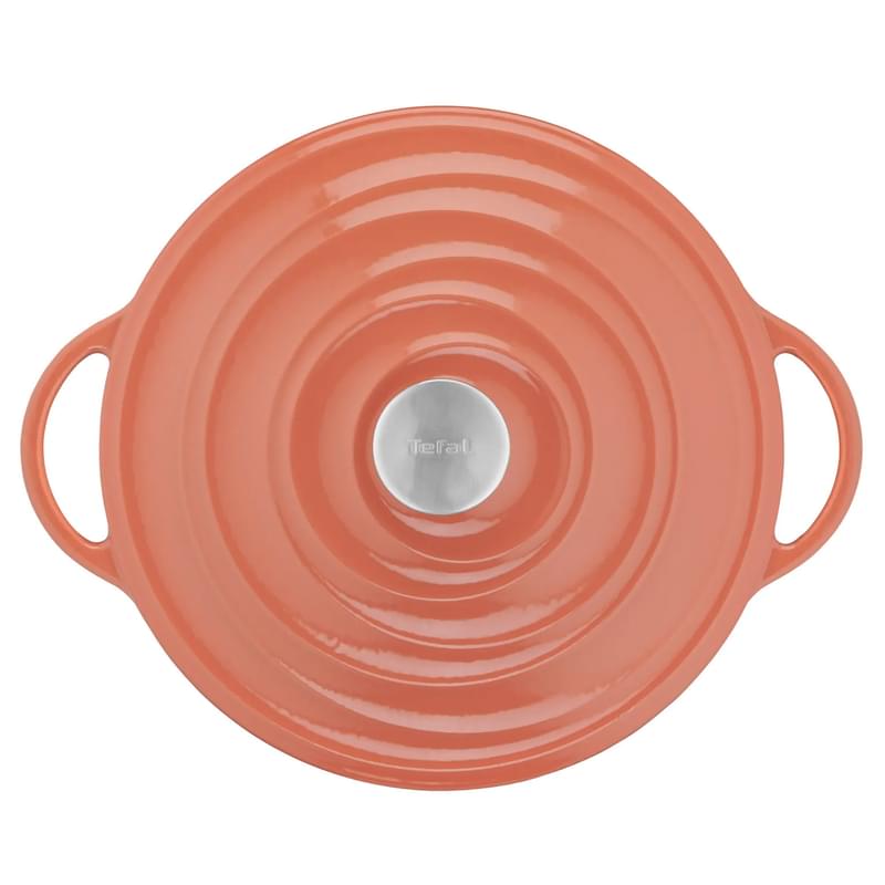Кастрюля с крышкой 25см оранжевая Lov (чугун) Tefal E2600404 - фото #2, Technodom.kz