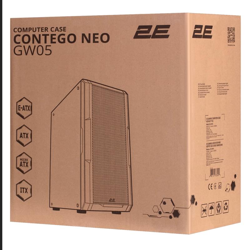 ПК корпус 2E Gaming CONTEGO NEO LargeMidTower, window, Black EATX (2E-GW05) - фото #8, Technodom.kz