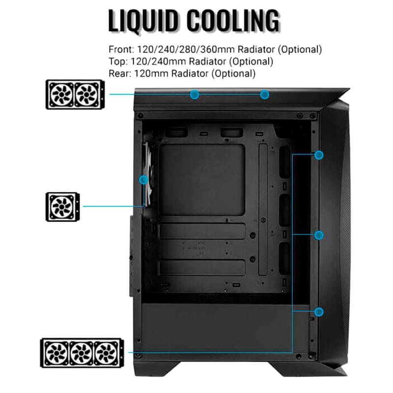 ПК корпус Aerocool Aero One Frost MidTower, window, Black ATX (Aero One Frost-G-BK-v1) - фото #6, Technodom.kz