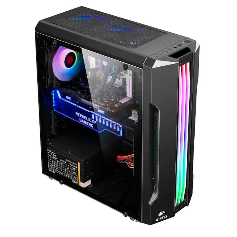 Wintek Flame D525-B TG MidTower, window, Black ATX (Flame D525-B TG) кейсі - фото #0, Technodom.kz