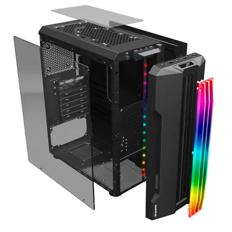 Wintek Flame D525-B TG MidTower, window, Black ATX (Flame D525-B TG) кейсі - фото #1, Technodom.kz