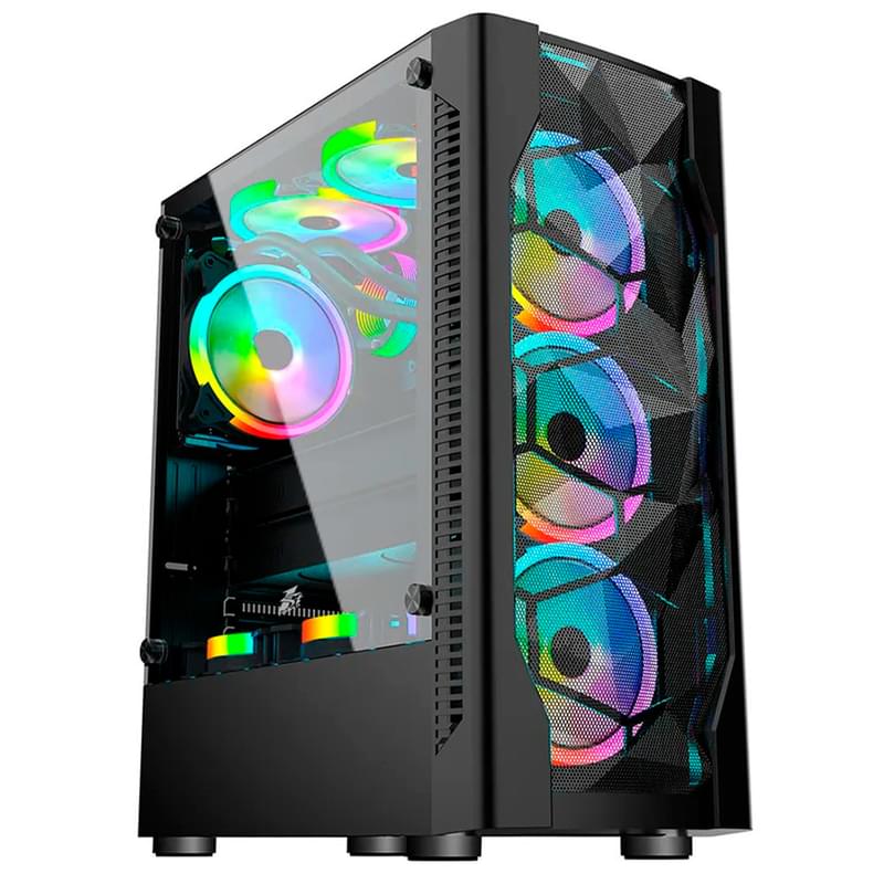 Кейс 1STPLAYER DK D4 BLACK Mid Tower, window, Black mATX (D4-BK-4A2) - фото #0, Technodom.kz