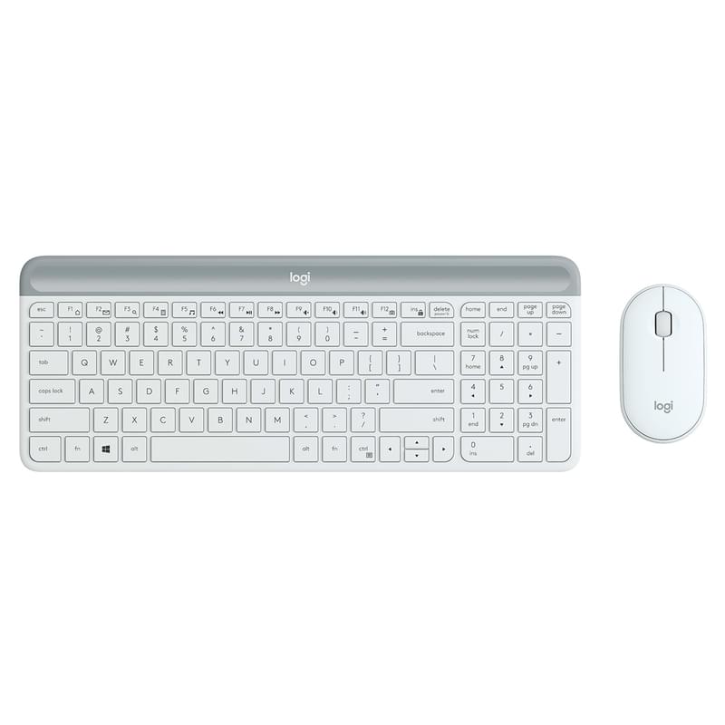 USB Logitech Сымсыз пернетақтасы + тінтуірі MK470 Slim, Offwhite - фото #0, Technodom.kz