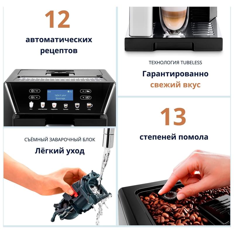 Кофемашина Delonghi Eletta Cappuccino Evo ECAM-46.860.B - фото #5, Technodom.kz