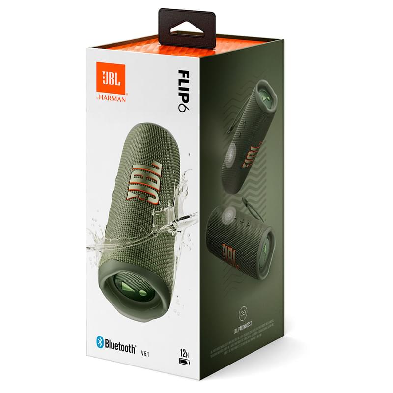 Колонка Bluetooth JBL Flip 6, Green (JBLFLIP6GREN) - фото #6, Technodom.kz