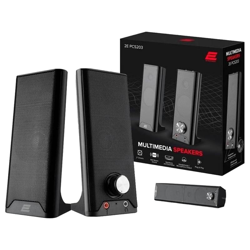 Колонки 2.0 2E PCS203, Black/Metal - фото #0, Technodom.kz