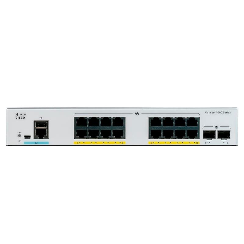 Коммутатор Cisco Catalyst 1000 16port GE, POE, 2x1G SFP - фото #0, Technodom.kz