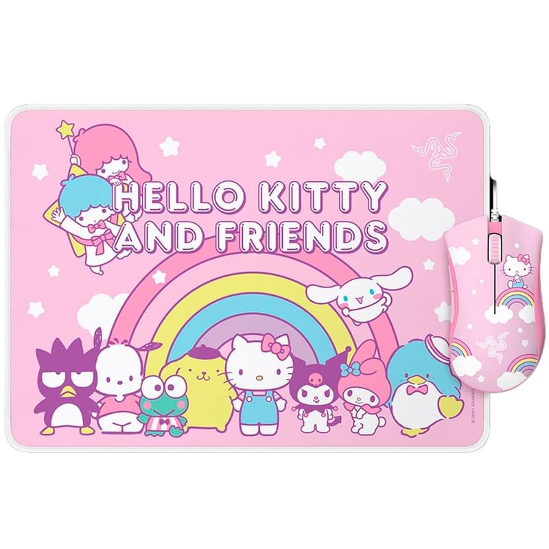 Комплект мышь Razer DeathAdder Essential и коврик Goliathus M Hello Kitty and Friends Ed. - фото #0, Technodom.kz