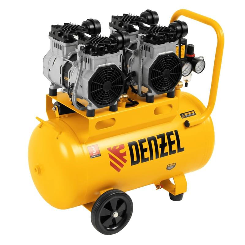 Компрессор Denzel безмаслянный DLS 2200/50, 2200 Вт, 2х1100, 50 л, 380 л/мин (58031M) - фото #1, Technodom.kz