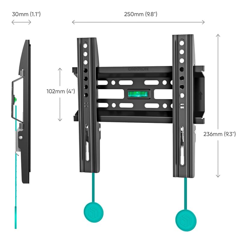Кронштейн для ТВ 17"-43", ONKRON, Black (FM1-B) - фото #2, Technodom.kz