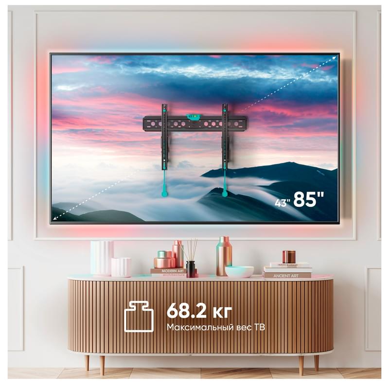 Кронштейн для ТВ 43"-85" наклонный, ONKRON, макс 68, (TM6) - фото #2, Technodom.kz