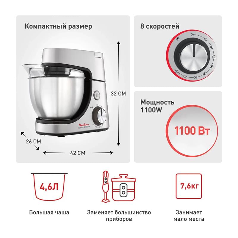 Кухонная машина Moulinex Masterchef Gourmet QA51AD10 - фото #8, Technodom.kz