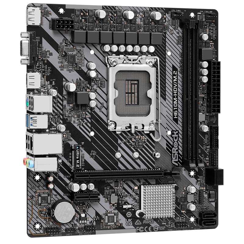 Материнская плата ASRock H610M-HDV/M.2 R2.0 LGA1700 2DDR4 PCI-E 4x16 1x1 (HDMI+DP+VGA) mATX - фото #3, Technodom.kz