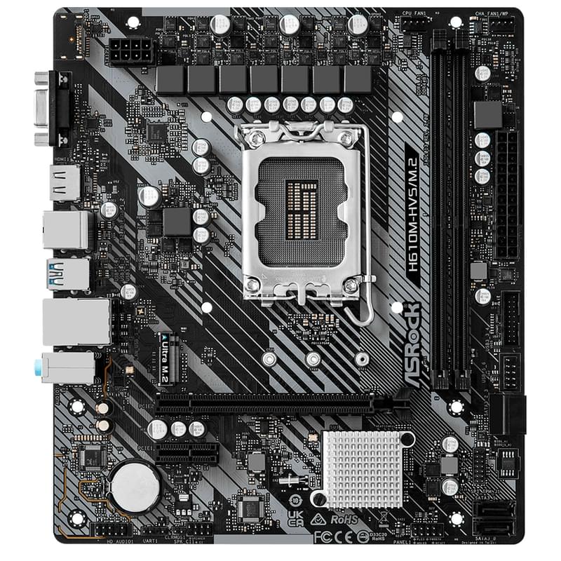 Материнская плата ASRock H610M-HVS/M.2 R2.0 LGA1700 2DDR4 PCI-E 4x16 1x1 (HDMI+VGA) mATX - фото #1, Technodom.kz