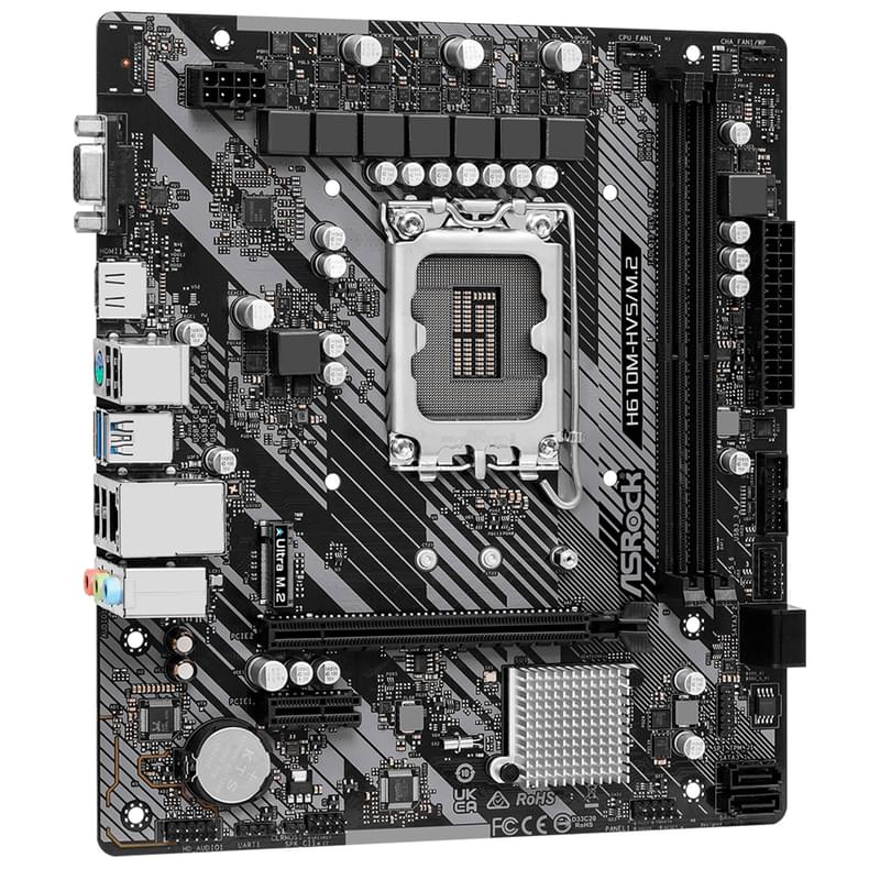 Материнская плата ASRock H610M-HVS/M.2 R2.0 LGA1700 2DDR4 PCI-E 4x16 1x1 (HDMI+VGA) mATX - фото #3, Technodom.kz