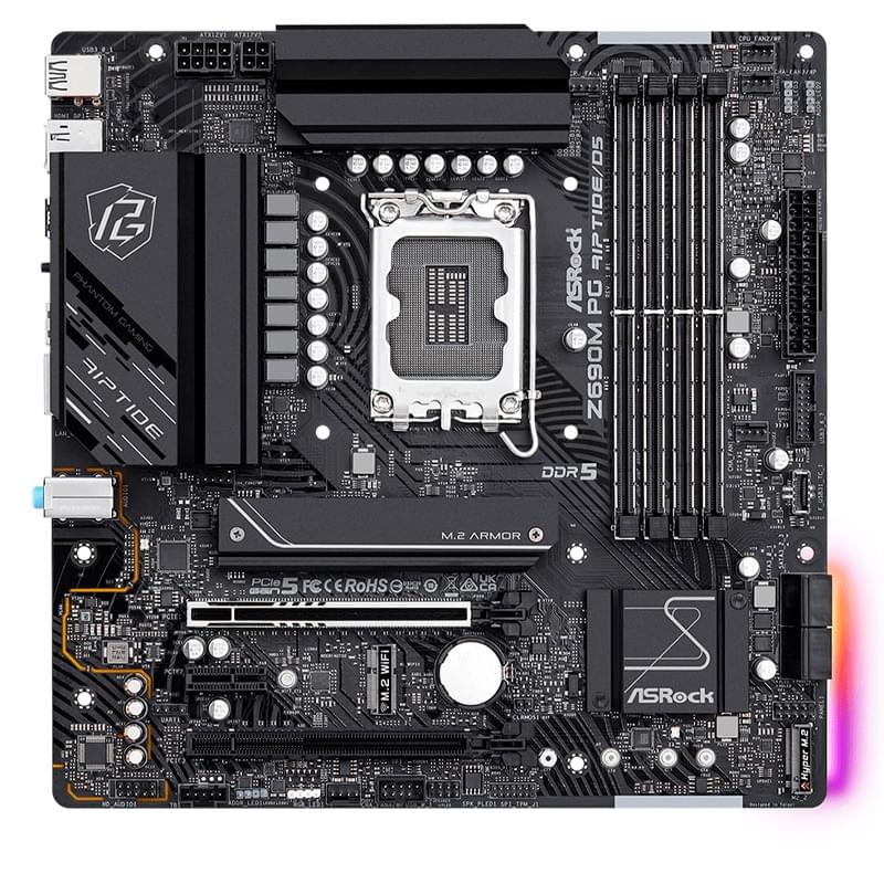 Материнская плата ASRock Z690M PG RIPTIDE/D5 LGA1700 4DDR5 PCI-E 2x16 1x1 (HDMI+DP) mATX - фото #0, Technodom.kz