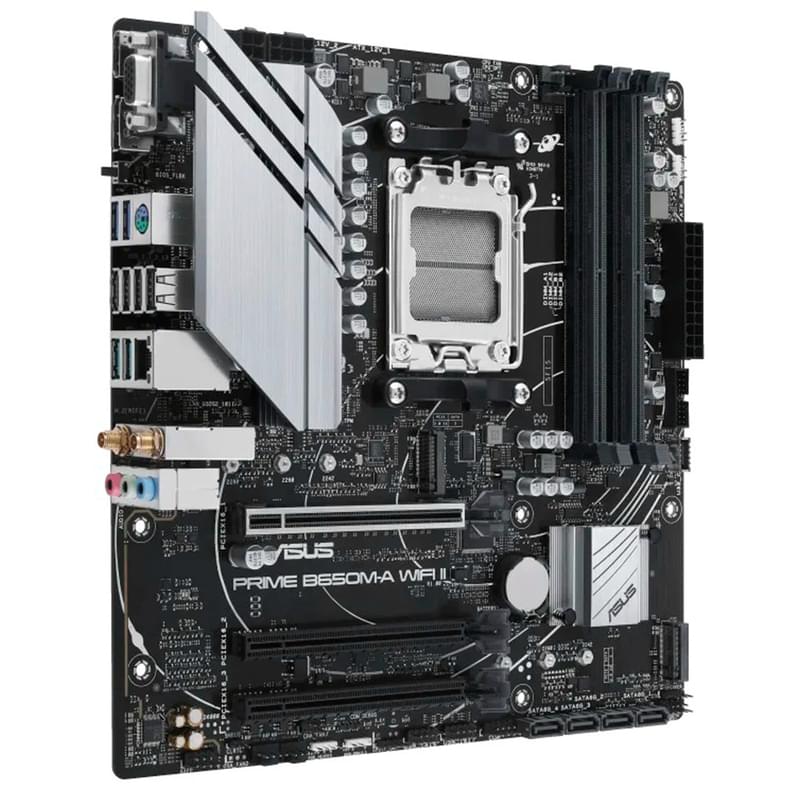 Материнская плата ASUS PRIME B650M-A WIFI II AM5 4DDR5 PCI-E 3x16 (HDMI+DP+VGA) mATX + Win 11 - фото #1, Technodom.kz