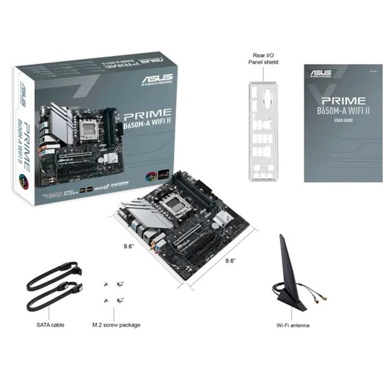 Материнская плата ASUS PRIME B650M-A WIFI II AM5 4DDR5 PCI-E 3x16 (HDMI+DP+VGA) mATX + Win 11 - фото #4, Technodom.kz
