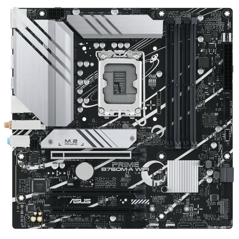 Материнская плата ASUS Prime B760M-A WIFI LGA1700 4DDR5 PCI-E 1x16 1x4 1x1 (2HDMI+DP) mATX + Win 11 - фото #0, Technodom.kz